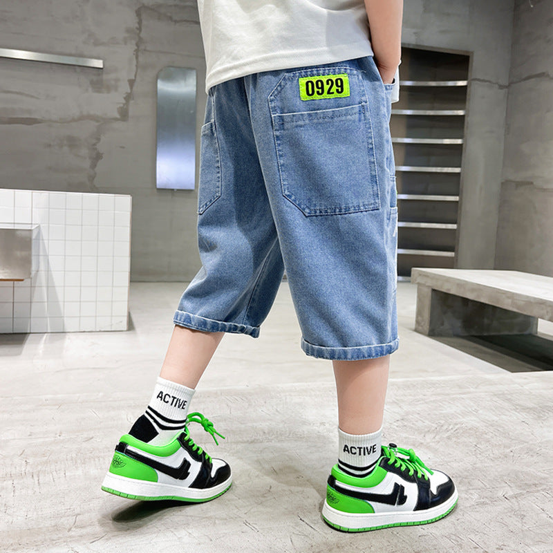 Boys casual denim shorts with graphic details Mune Fashion