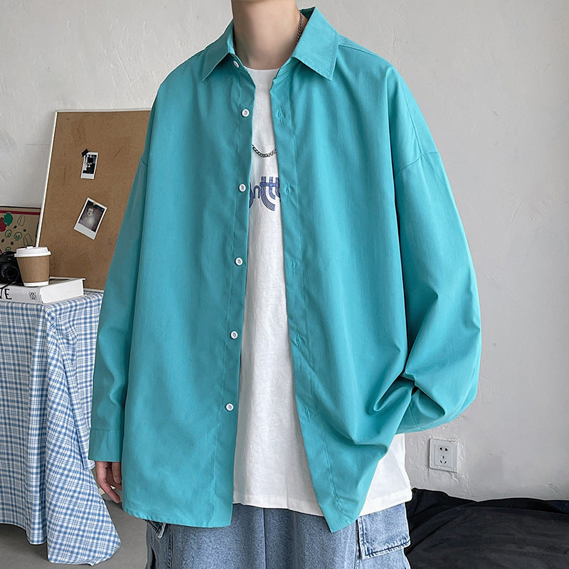 Men's lightweight overshirt shirt jacket made of cotton blend with concealed button placket, dropped shoulder and rounded hem Mune Fashion