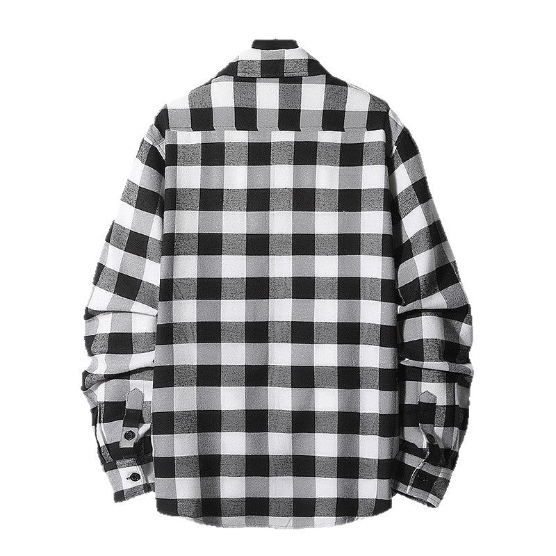 Men's Checked Flannel Shirt Jacket with Chest Pockets and Relaxed Fit Mune Fashion