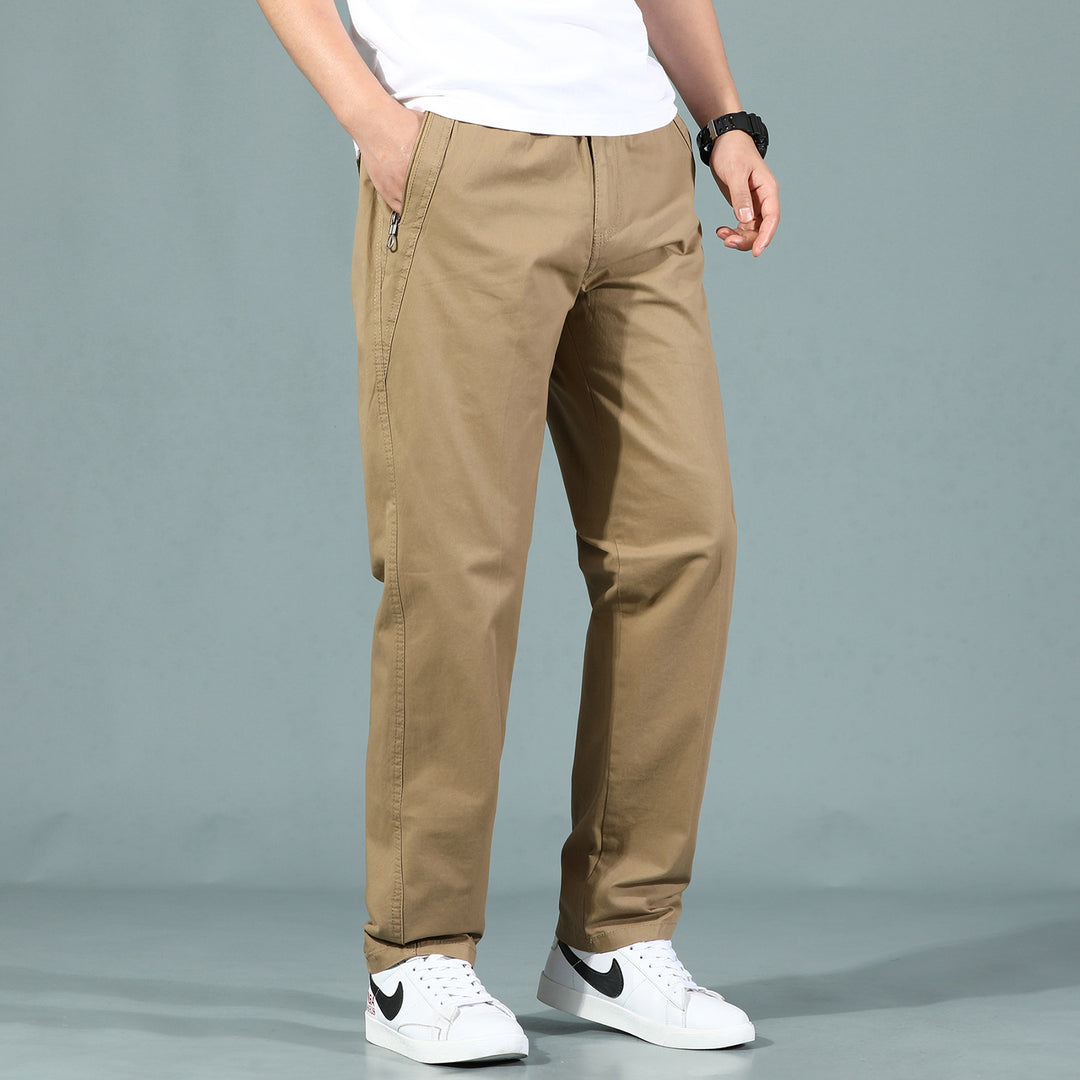 Men's loose-fitting chinos with side zipper pocket and elastic leg cuffs Mune Fashion
