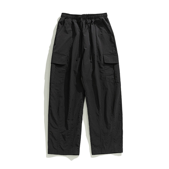 Unisex Wide Cargo Casual Pants with Elastic Waistband, Drawstring and Large Flap Pockets Mune Fashion