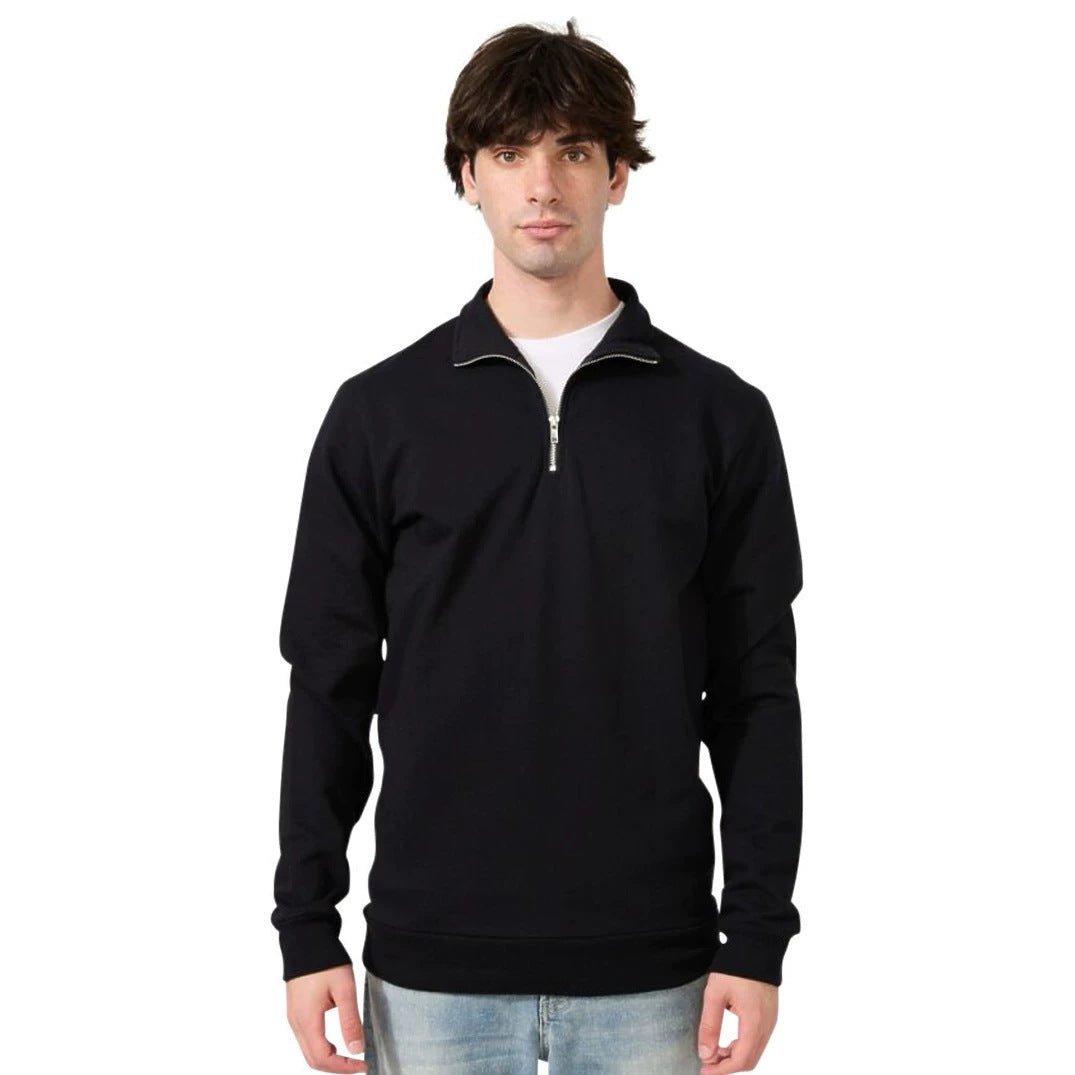 Men's fine Troyer with short zipper, ribbed hem and merino mix Mune Fashion