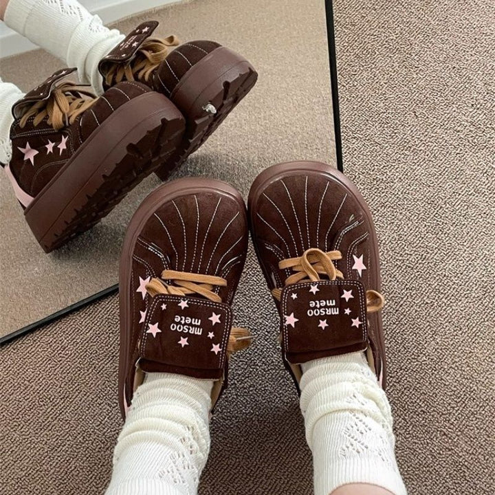 Women's Platform Sneakers with Playful Star and Bow Details Mune Fashion