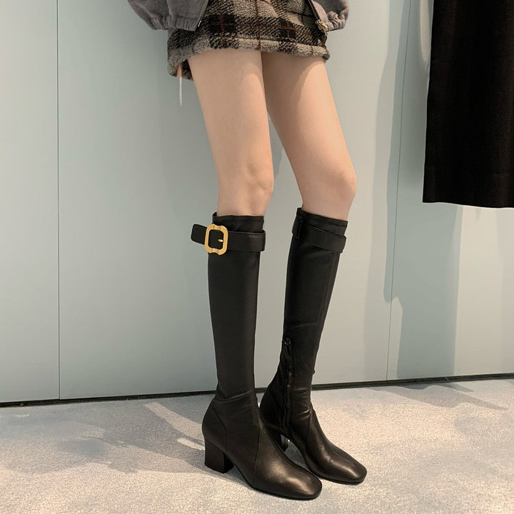 Women's Stretch Ankle Boot with Medium Block Heel Mune Fashion