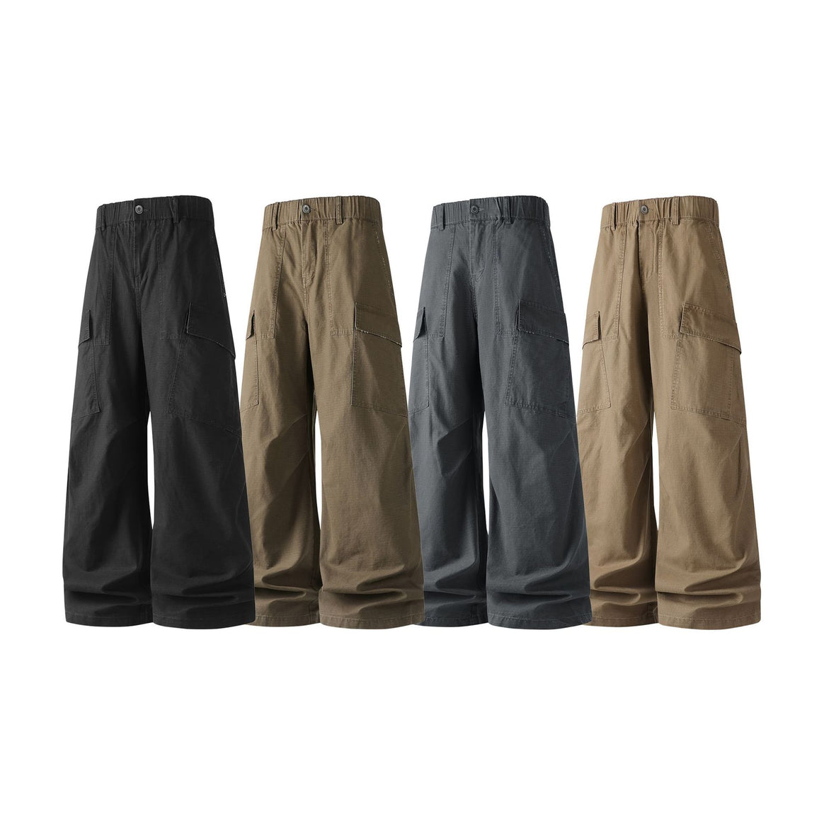 Damen Weite Cropped Cargo‑Hose mit elastischem Bund und aufgesetzten Taschen Mune Fashion
