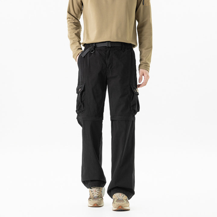 Herren Abnehmbare Cargo-Zip-Hose mit Reißverschluss-Bein, Multifachtaschen und integriertem Gürtel Mune Fashion