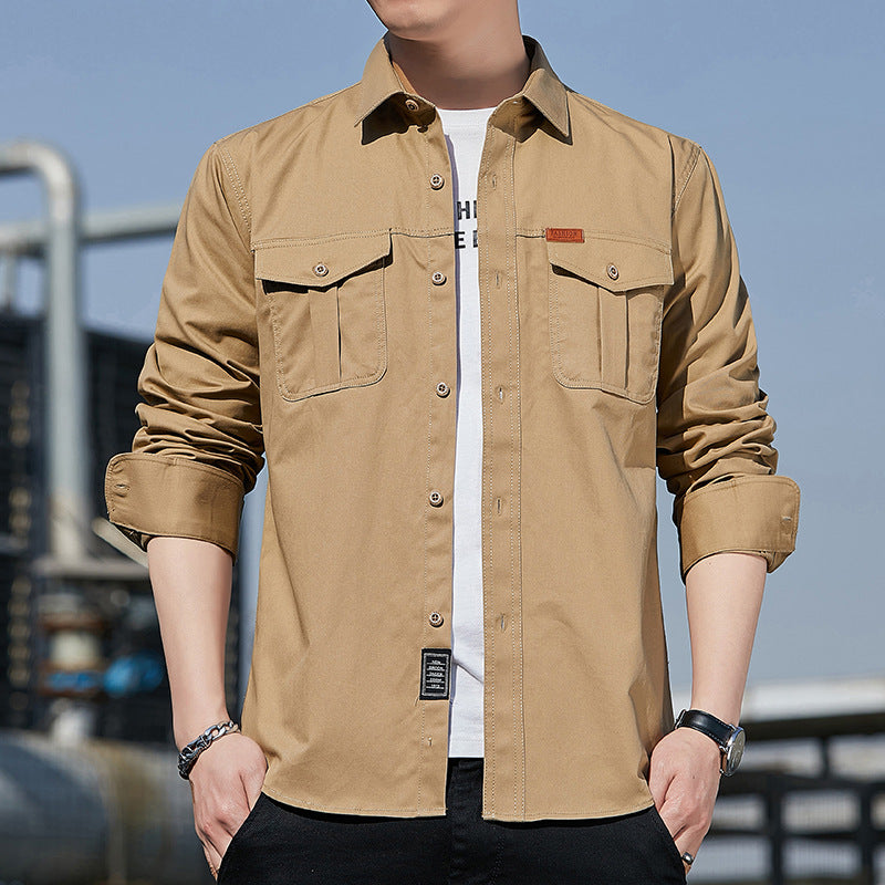 Men's utility overshirt made of cotton blend with chest patch pockets and reinforced seams Mune Fashion
