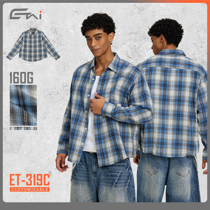 Men's Loose Checkered Flannel Shirt with Full Button Placket Mune Fashion