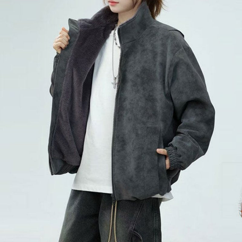 Women Oversized Faux Leather Jacket Mune Fashion