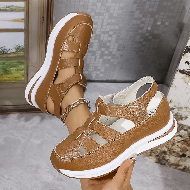 Women’s Platform Sneaker Sandal with Velcro and Closed Toe Mune Fashion