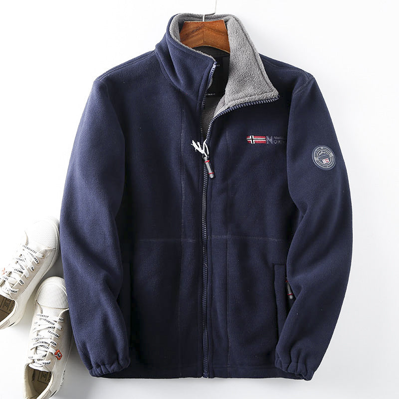 Men's fleece jacket with warming teddy fleece lining, high stand-up collar and zipper Mune Fashion