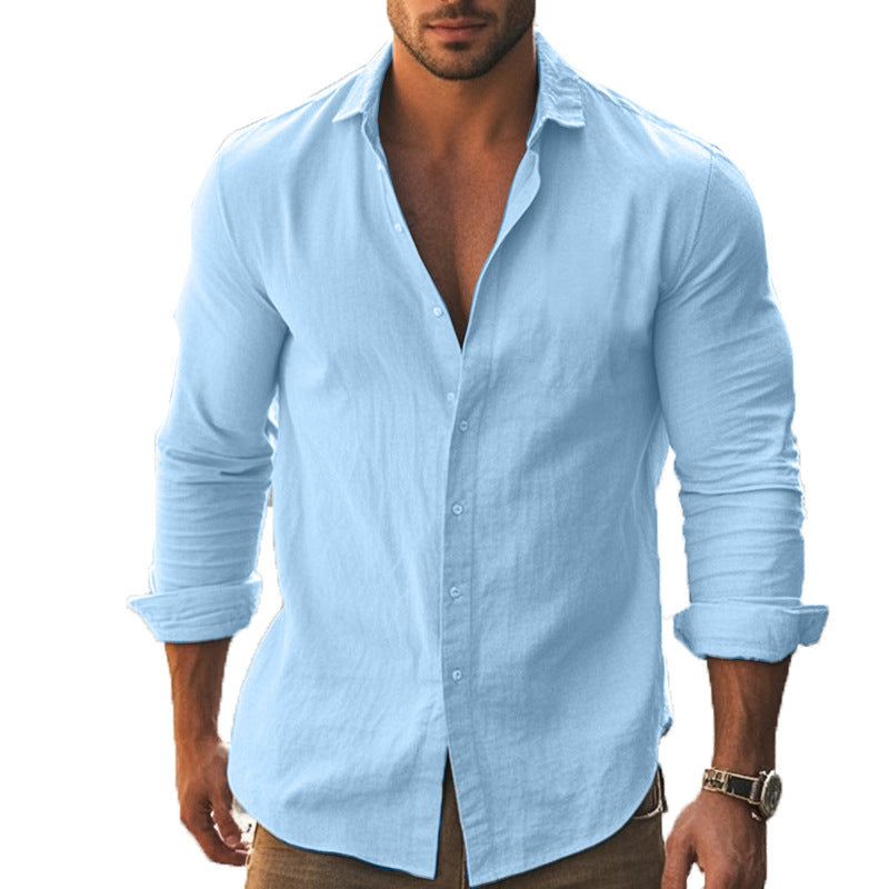 Men's Elegant Long Sleeve Shirt with Modern Collar and High-Quality Cotton Texture Mune Fashion