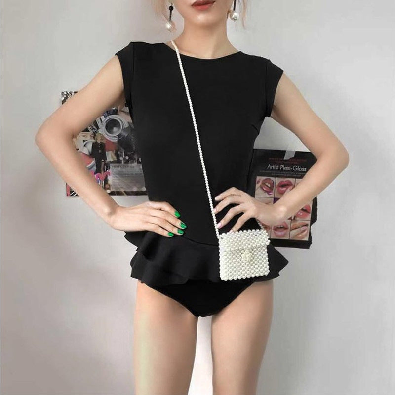 Women's One-Piece Swimsuit with Voluminous Ruffle Hem Mune Fashion