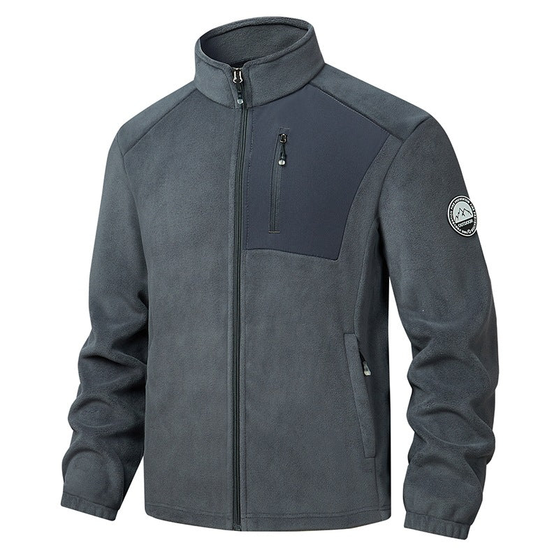 Men's Comfortable Fleece Jacket with Stand-up Collar Mune Fashion