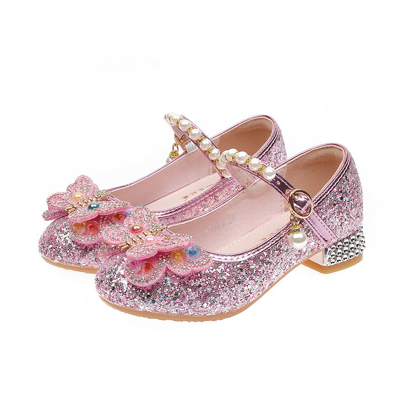 Girls' ballerinas with sparkling butterfly appliqués and pearl embellishments Mune Fashion