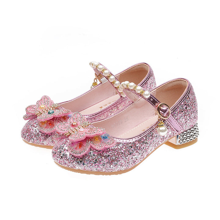 Girls' ballerinas with sparkling butterfly appliqués and pearl embellishments Mune Fashion