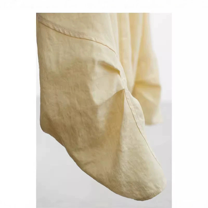 Women Airy and Comfortable Linen Blouse Mune Fashion