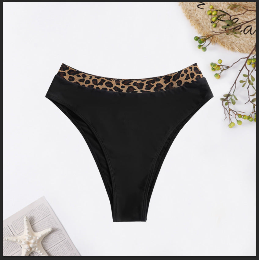 Women High-Waisted Bikini Bottom with Fashionable Leopard Print Mune Fashion