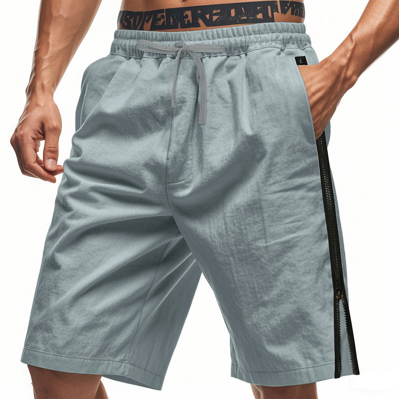 Men's lightweight training shorts with elastic drawstring waistband, side ventilation zippers, and slash pockets Mune Fashion