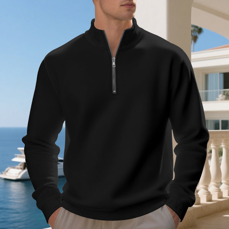 Men's classic half-zip sweater with stand-up collar, brushed fleece lining and elastic ribbed cuffs Mune Fashion