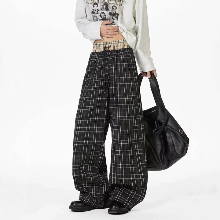Women's Casual Checkered Carrot Pants Mune Fashion