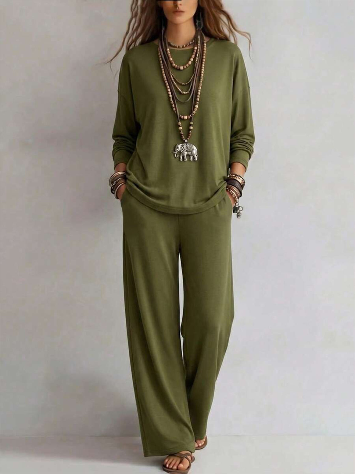 Women's loungewear set with wide waistband and oversized long sleeve shirt Mune Fashion
