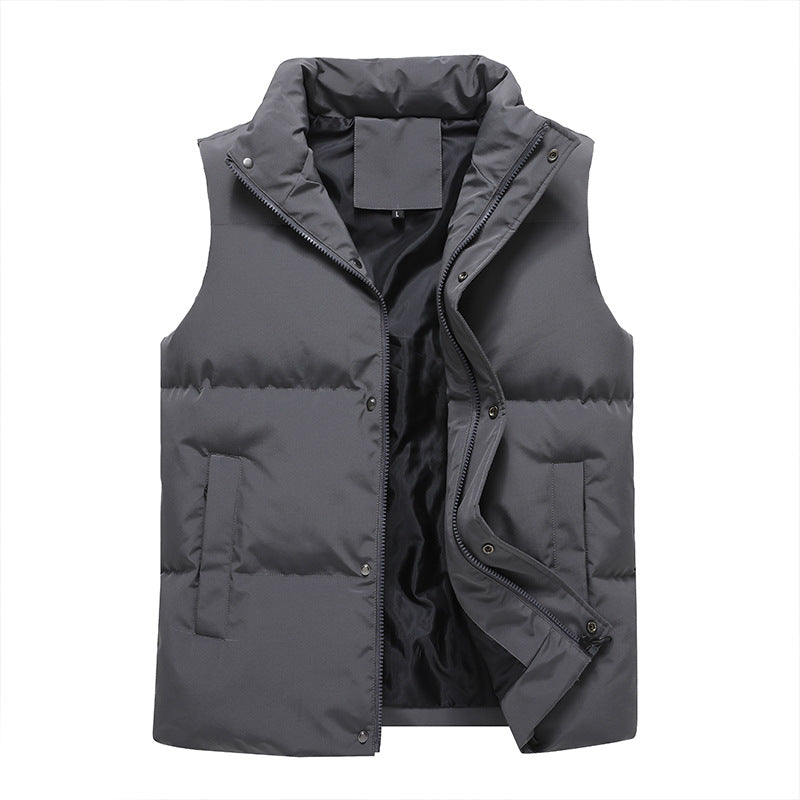 Men's Sleeveless Quilted Thermal Vest with Stand-Up Collar and Two-Way Zipper Mune Fashion
