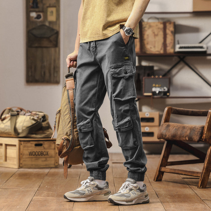 Men's Tech Cargo Jogger Pants with elastic drawstring waist, reinforced knee panels, and multifunctional pockets Mune Fashion