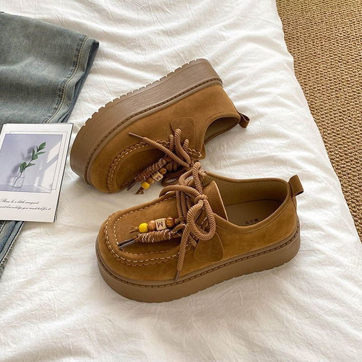 Women Platform Sneakers with Casual Suede Upper Mune Fashion