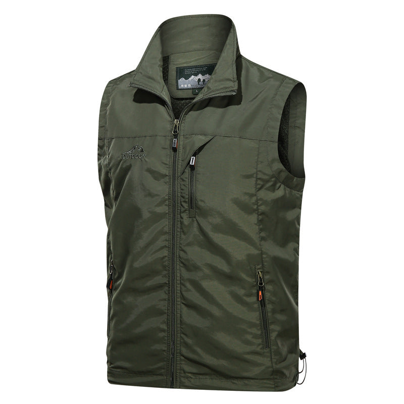 Men's Lightweight Multifunctional Outdoor Vest with Zipper, Chest and Side Pockets Mune Fashion