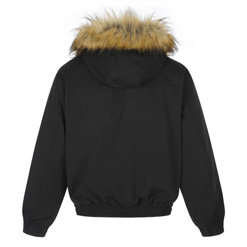 Women's padded winter jacket with removable faux fur hood, high inner collar, and elastic hem Mune Fashion