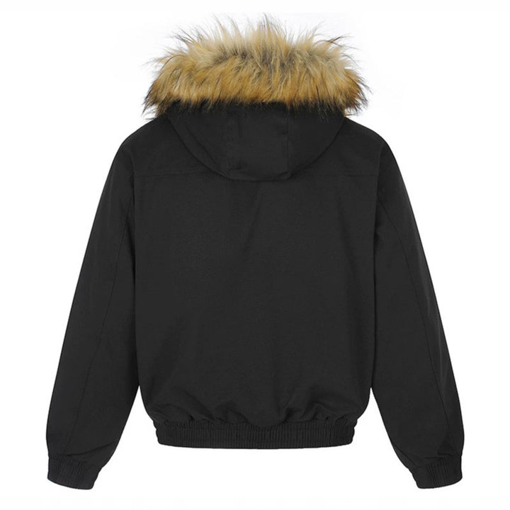 Women's padded winter jacket with removable faux fur hood, high inner collar, and elastic hem Mune Fashion
