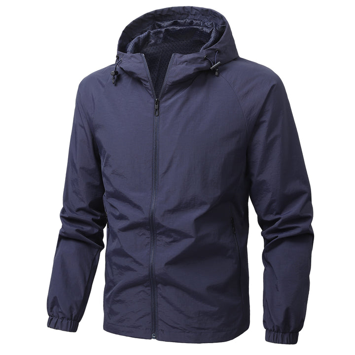 Men's Lightweight Windproof Hooded Outdoor Jacket with Full Zipper and Elastic Cuffs Mune Fashion