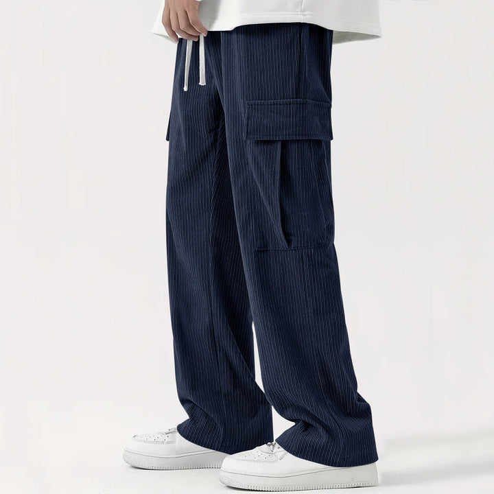 Men's wide-cut corduroy cargo pants with drawstring waistband and large flap pockets Mune Fashion
