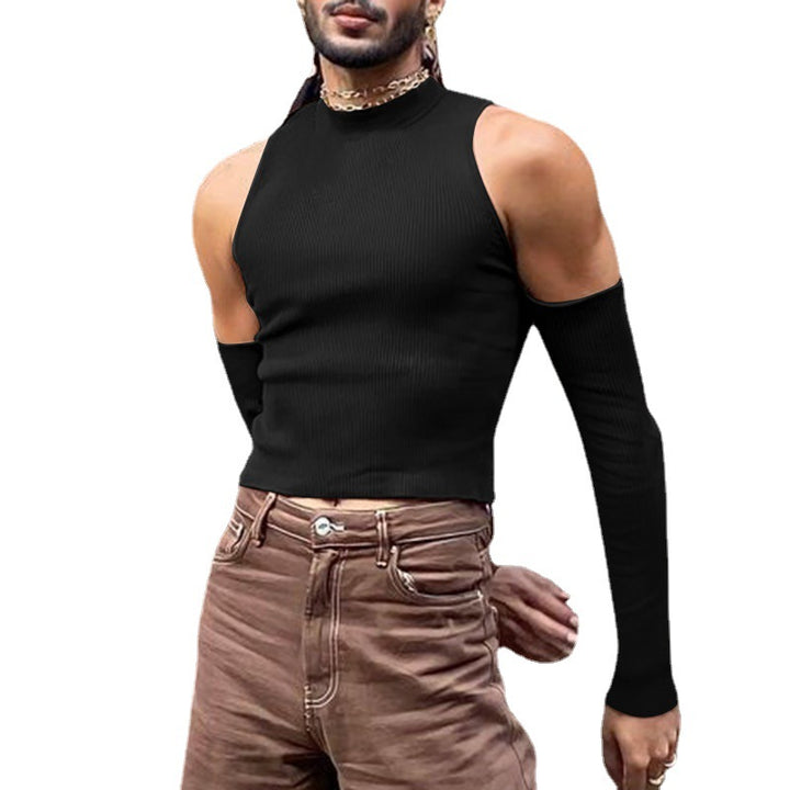 Unisex nan short ribbed top with removable arm cuffs and shoulder-free inserts Mune Fashion