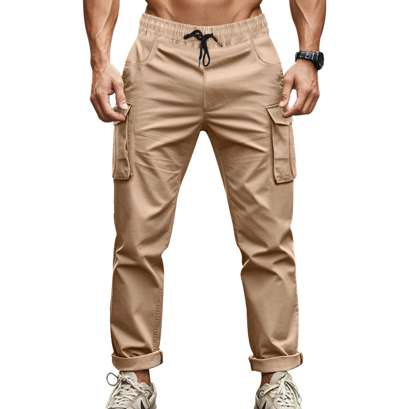 Men's urban cargo chinos in jogging style with elastic drawstring waistband and multifunctional pockets Mune Fashion