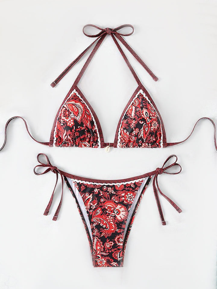 Women's triangle bikini with elaborate floral design Mune Fashion