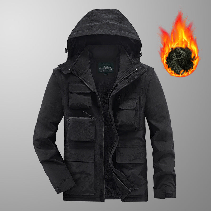 Men's Multifunctional Field Parka with Teddy Fleece Lining and Hood Mune Fashion