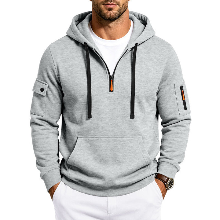 Men's Performance Hoodie with Half-Zip, Utility Arm Pockets and Kangaroo Pocket Mune Fashion
