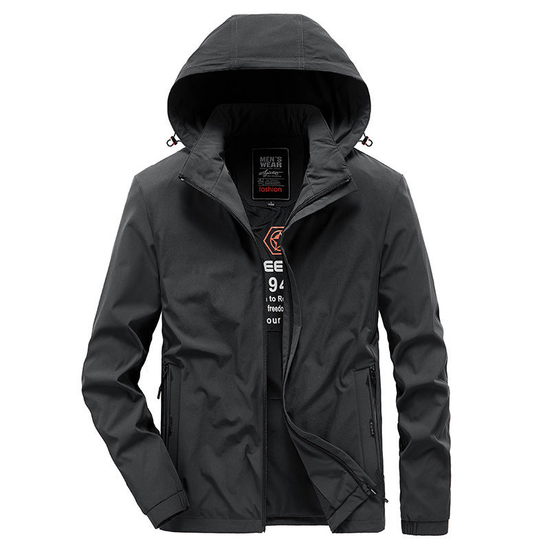 Men's Breathable Softshell Jacket with Adjustable Hood and Concealed Two-Way Zipper Mune Fashion