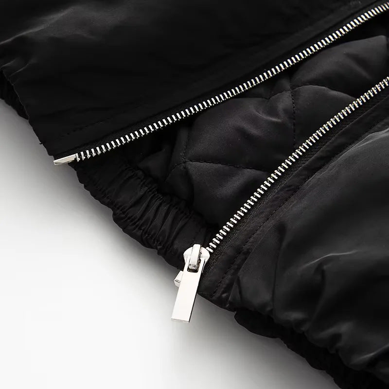 Women's lightweight hooded bomber jacket with contrast stripes, elastic hem, and practical side pockets Mune Fashion