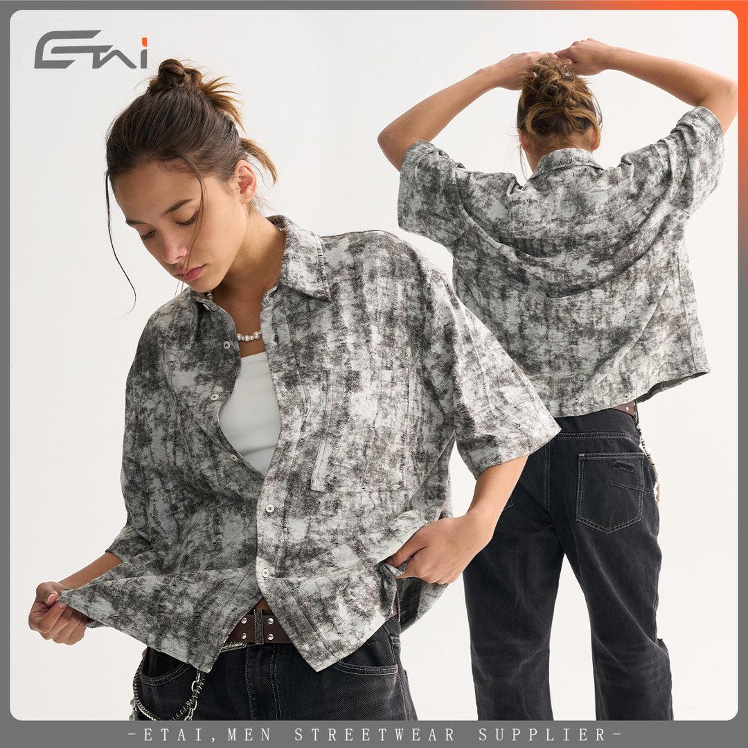 Men's Short Sleeve Loose Shirt with Textured Wash and Chest Pocket Mune Fashion
