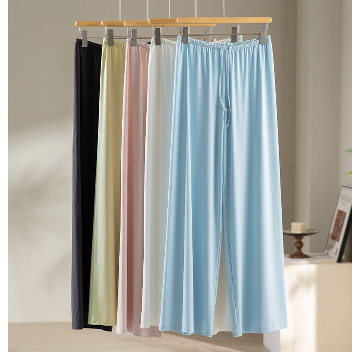 Women Wide Lounge Pants with Elastic Waistband and Drawstring Mune Fashion