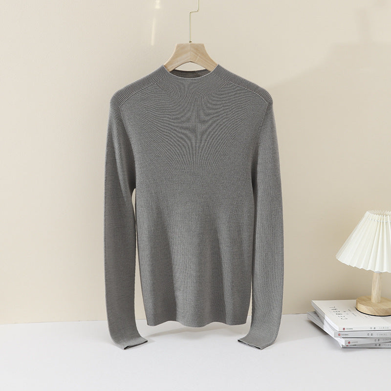 Women's Slim Fine Knit Round Neck Sweater with Raglan Shoulder Inserts Mune Fashion