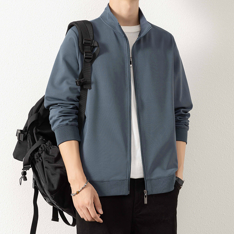 Men's Minimalist Zip Blouson Jacket made of technical stretch material with stand-up collar Mune Fashion