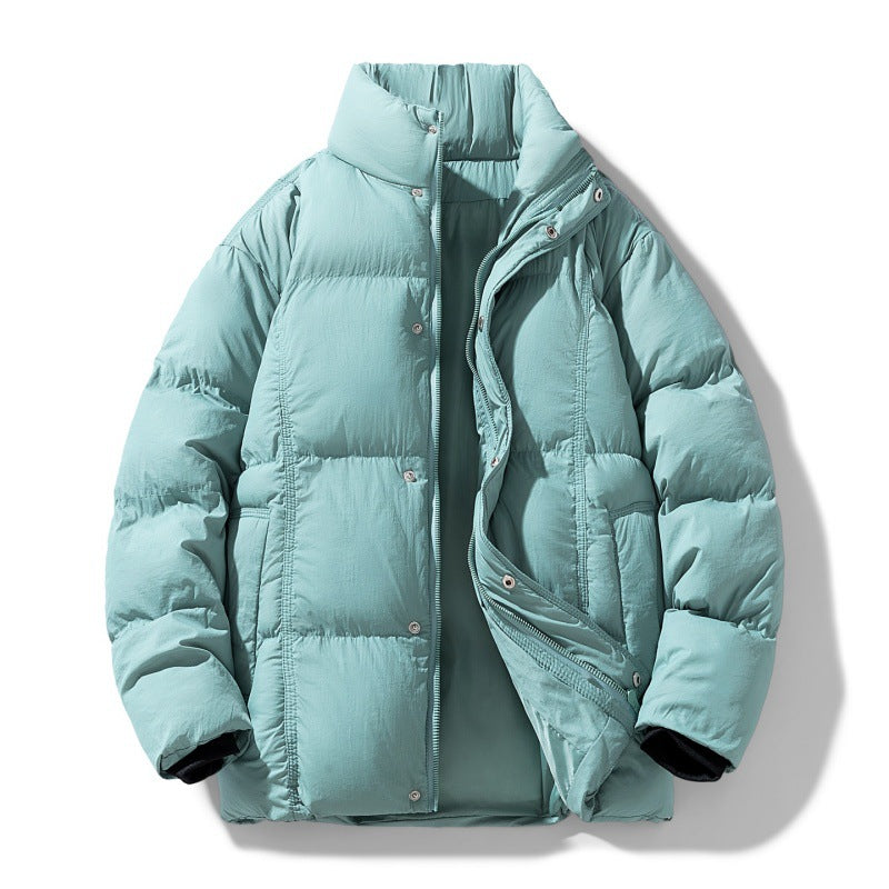 Men's quilted thermally insulated winter jacket with high stand-up collar and concealed snap button placket Mune Fashion