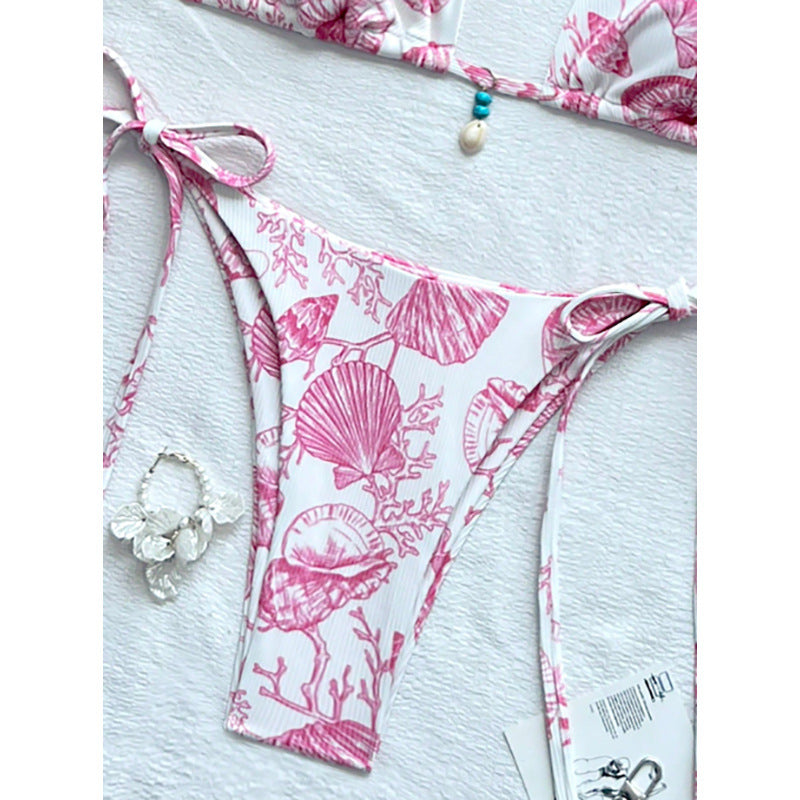 Ladies triangle bikini set with adjustable straps and nautical pattern Mune Fashion