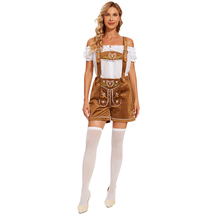 Ladies nan Trachten-Overalls Shorts with delicate embroidery and adjustable straps Mune Fashion