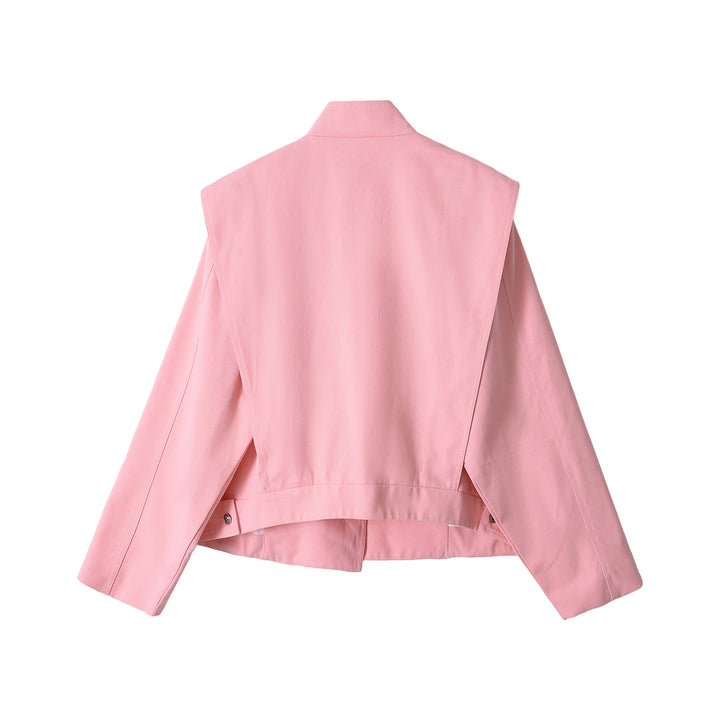 Women's cropped jacket in boxy cut with funnel collar and asymmetric button placket Mune Fashion