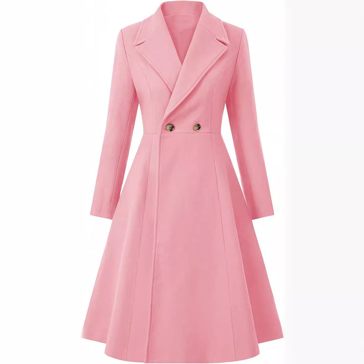 Women's Tailored Coat Dress in A-Line Tailoring made of Wool Blend with Narrow Waist and Flared Skirt Mune Fashion
